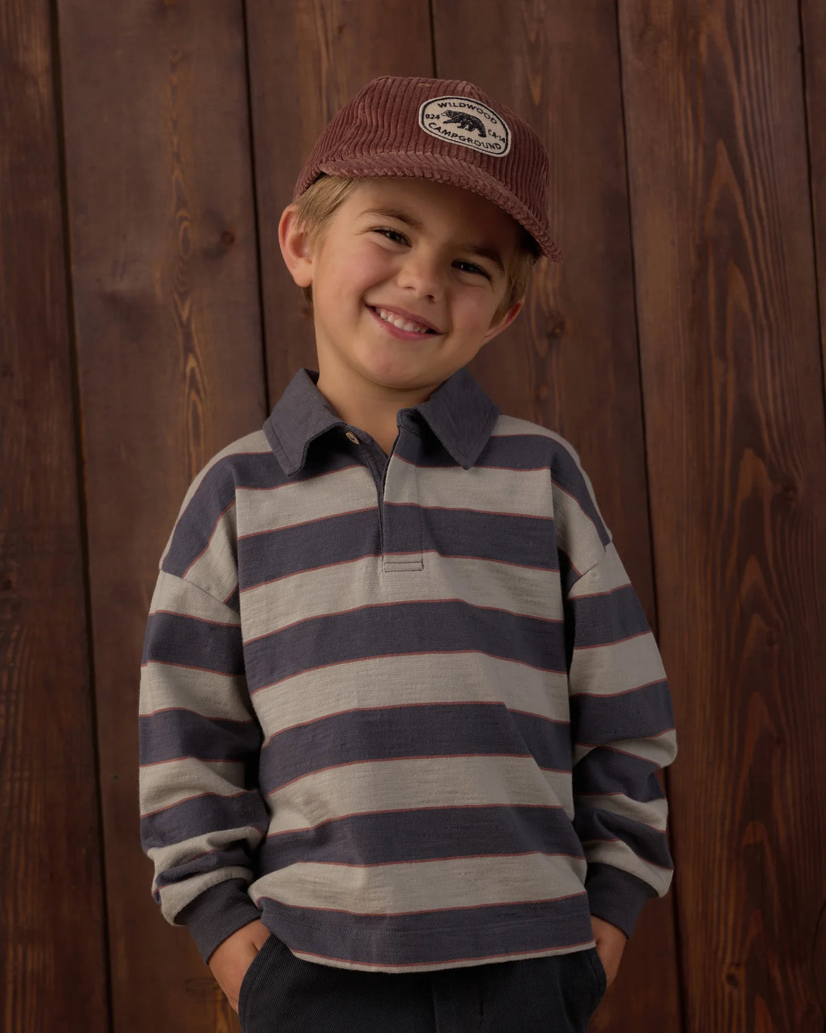 Rylee + Cru Rugby Polo Sage Stripe, Midnight