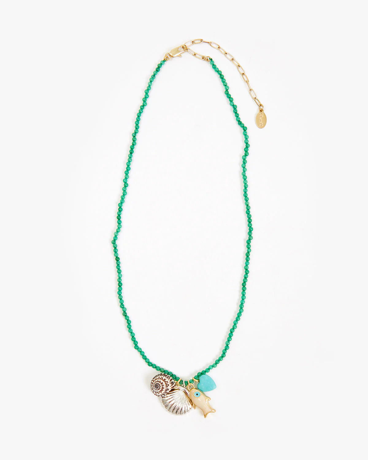 Clare V Beaded Charm Necklace, Multi Color