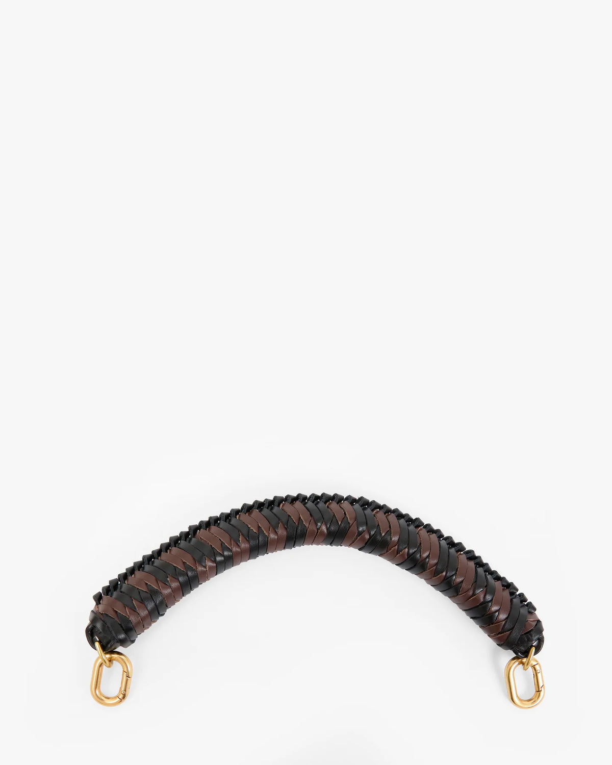 Clare V Braided Leather Top Handle, Black/Chocolate