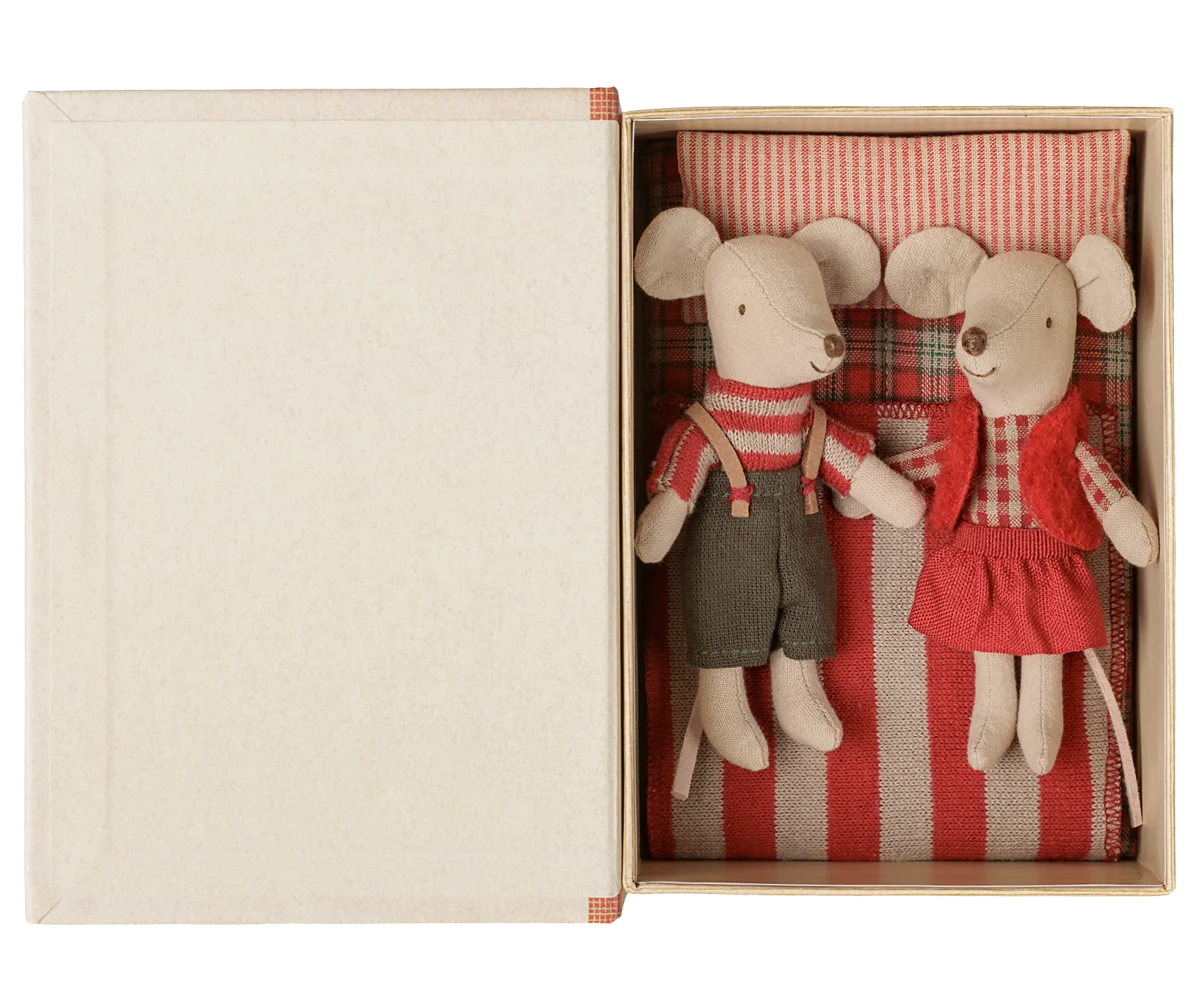Maileg Christmas Twin Mice, Little Sister and Little Brother