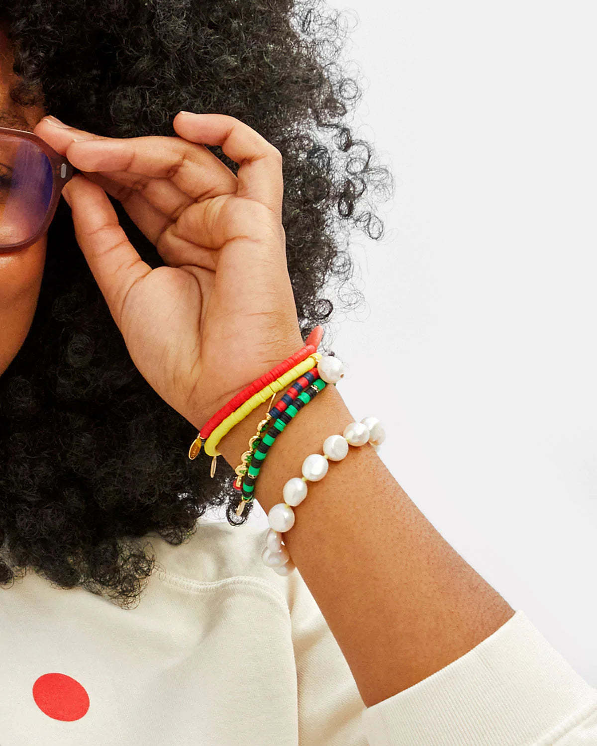 Clare V Bracelet Freshwater Pearl, Cream