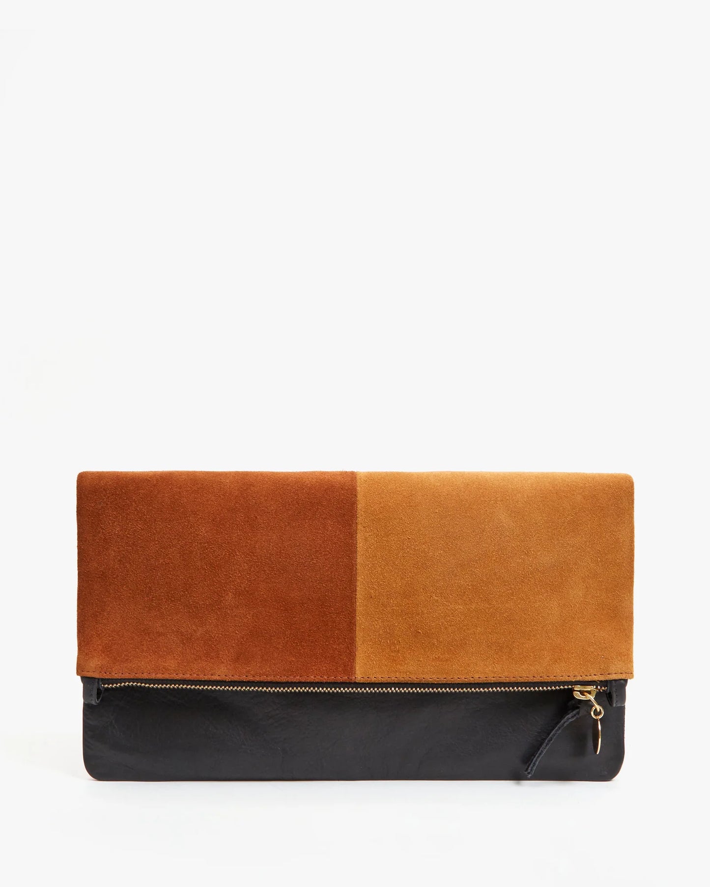 Clare V Foldover Clutch W/ Tabs, Suede and Nappa Multi Patchwork