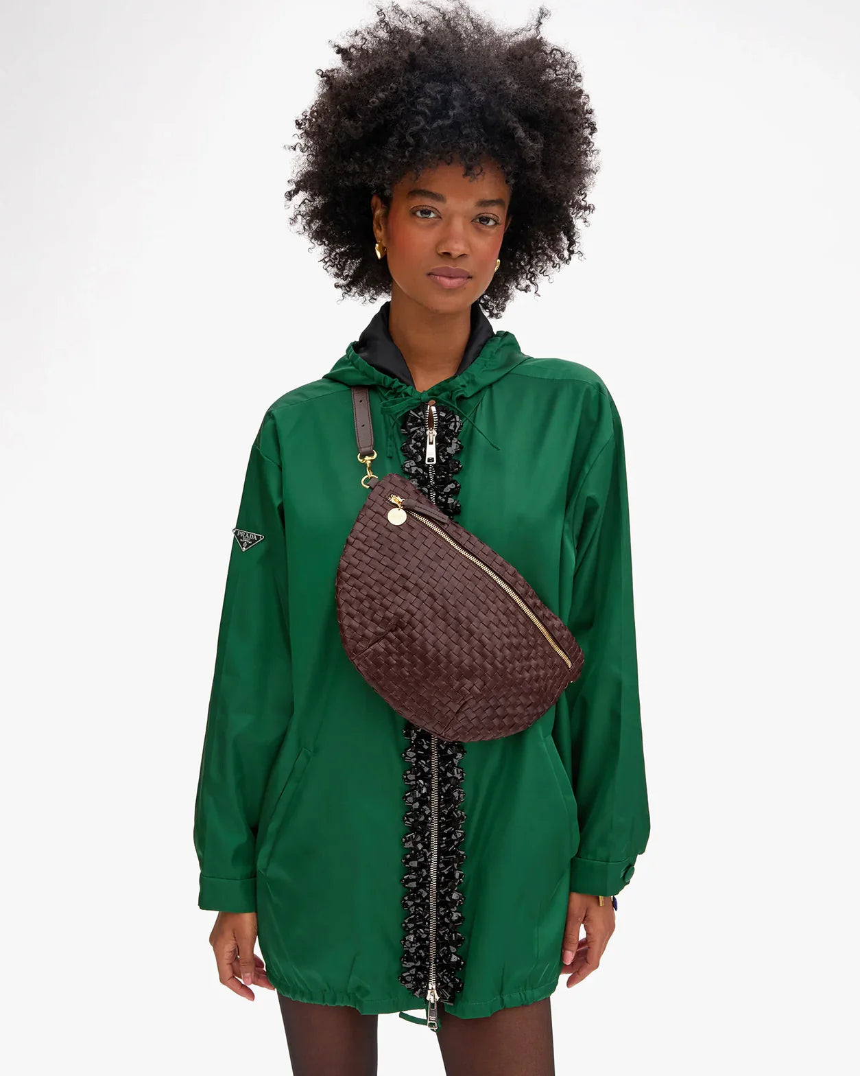 Clare V Grande Fanny, Tobacco Woven Checker