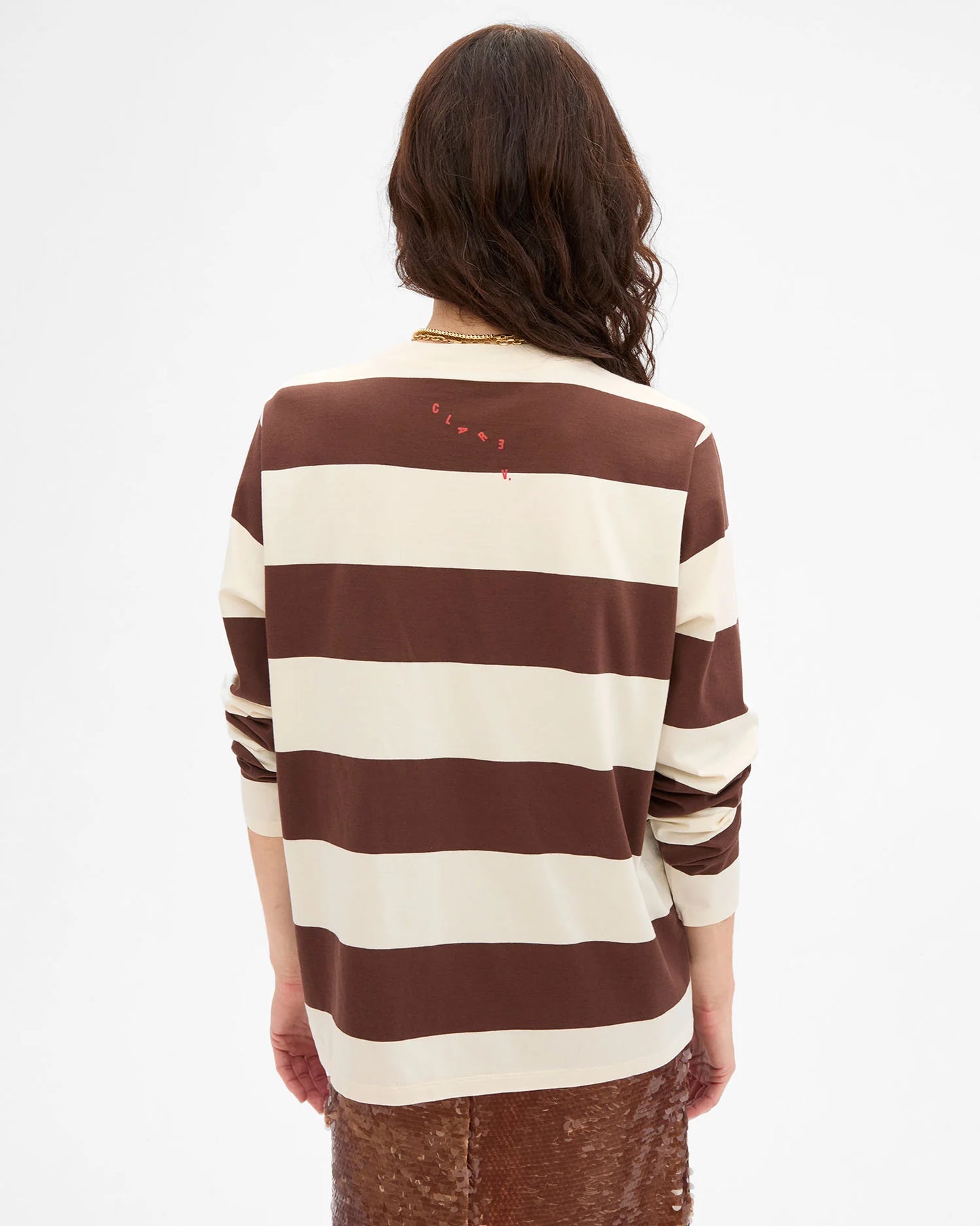 Clare V Long Sleeve Tee, Rugby Stripe