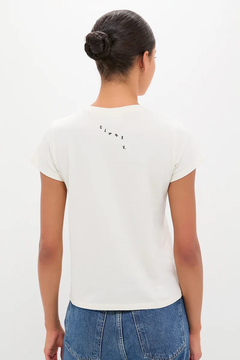 Clare V Classic Tee, C'est la Vie, Cream