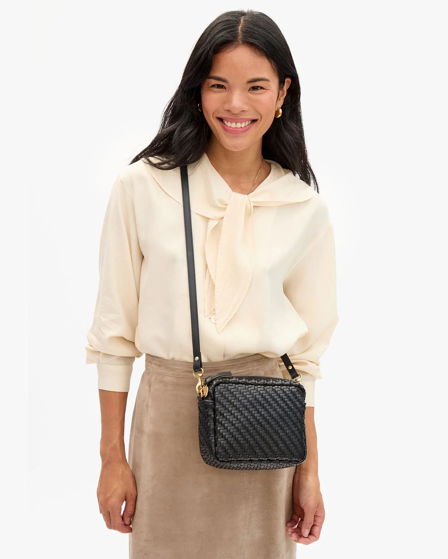 Clare V Midi Sac, Woven Zig-Zag