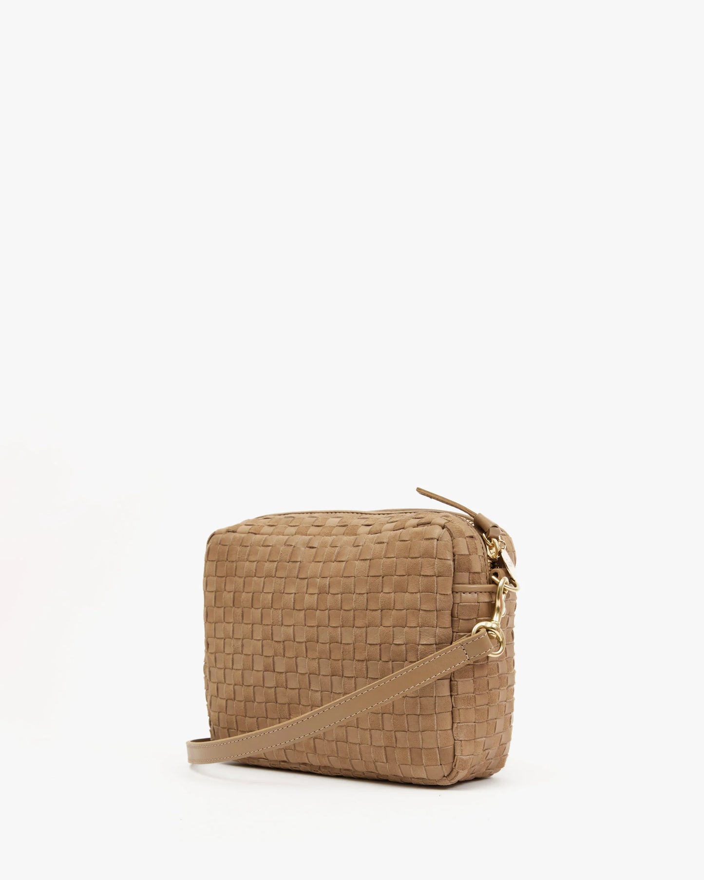 Clare V Midi Sac Clay Nappa & Suede Woven Checker