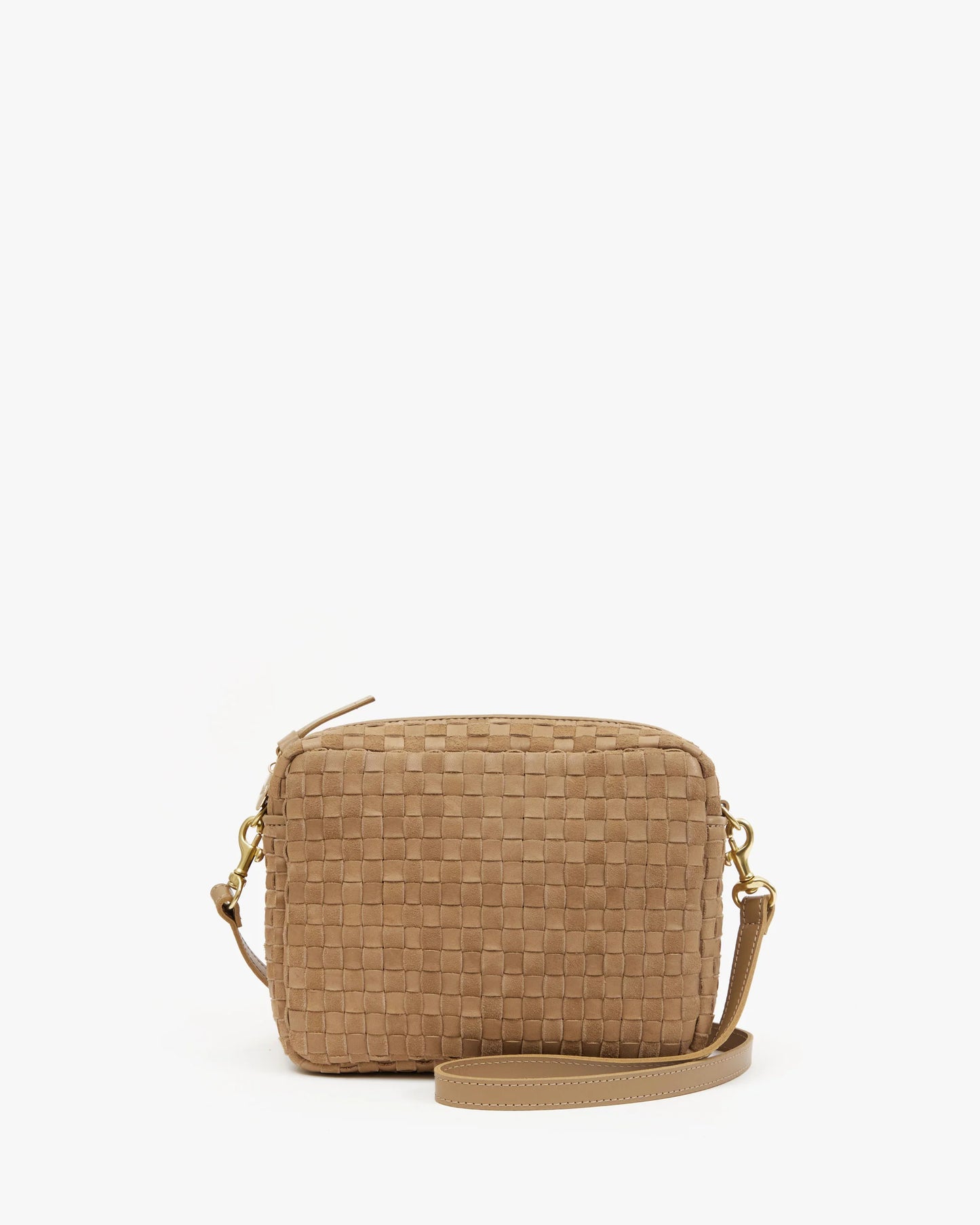 Clare V Midi Sac Clay Nappa & Suede Woven Checker