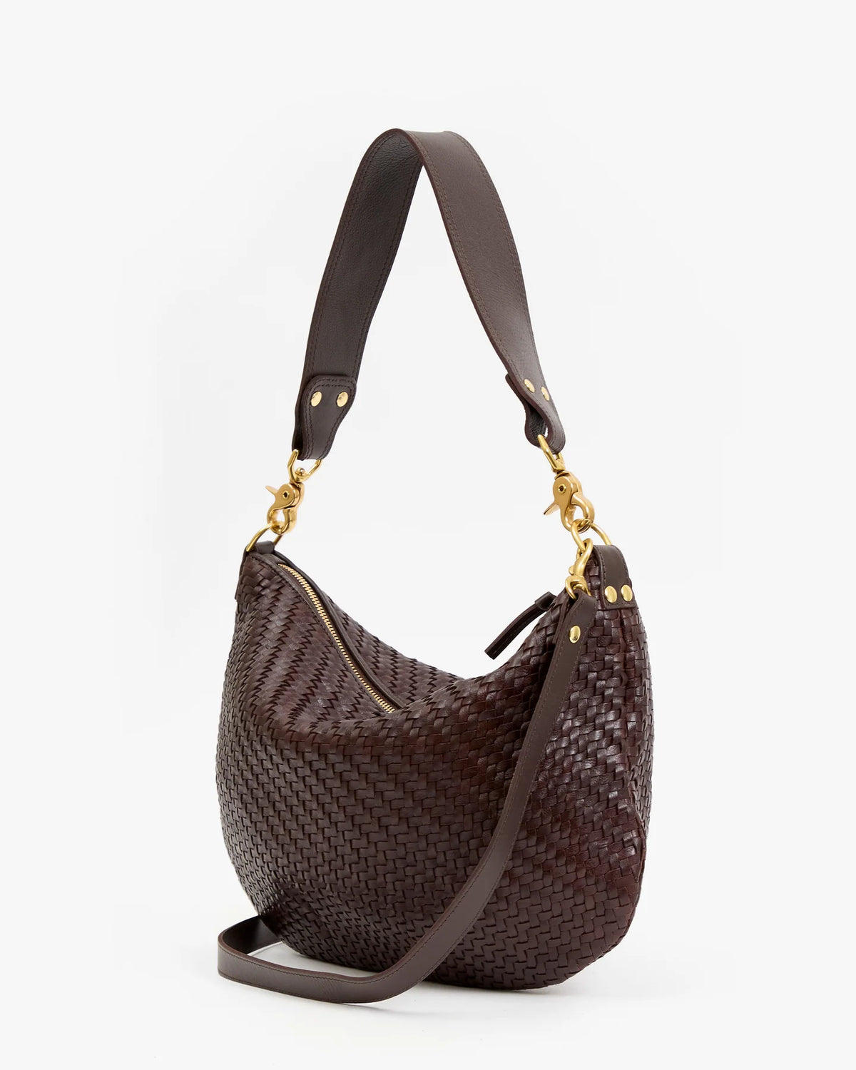 Clare V Moyen Messenger, Chocolate Woven Zig Zag