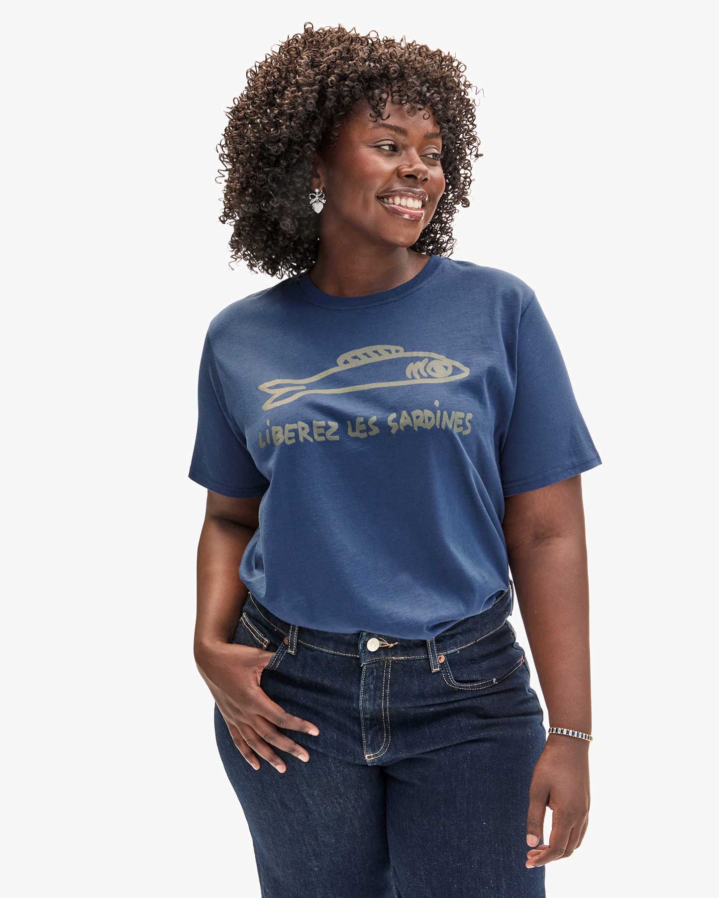 Clare V Original Tee, Navy w/ Army Liberez Leș Sardines