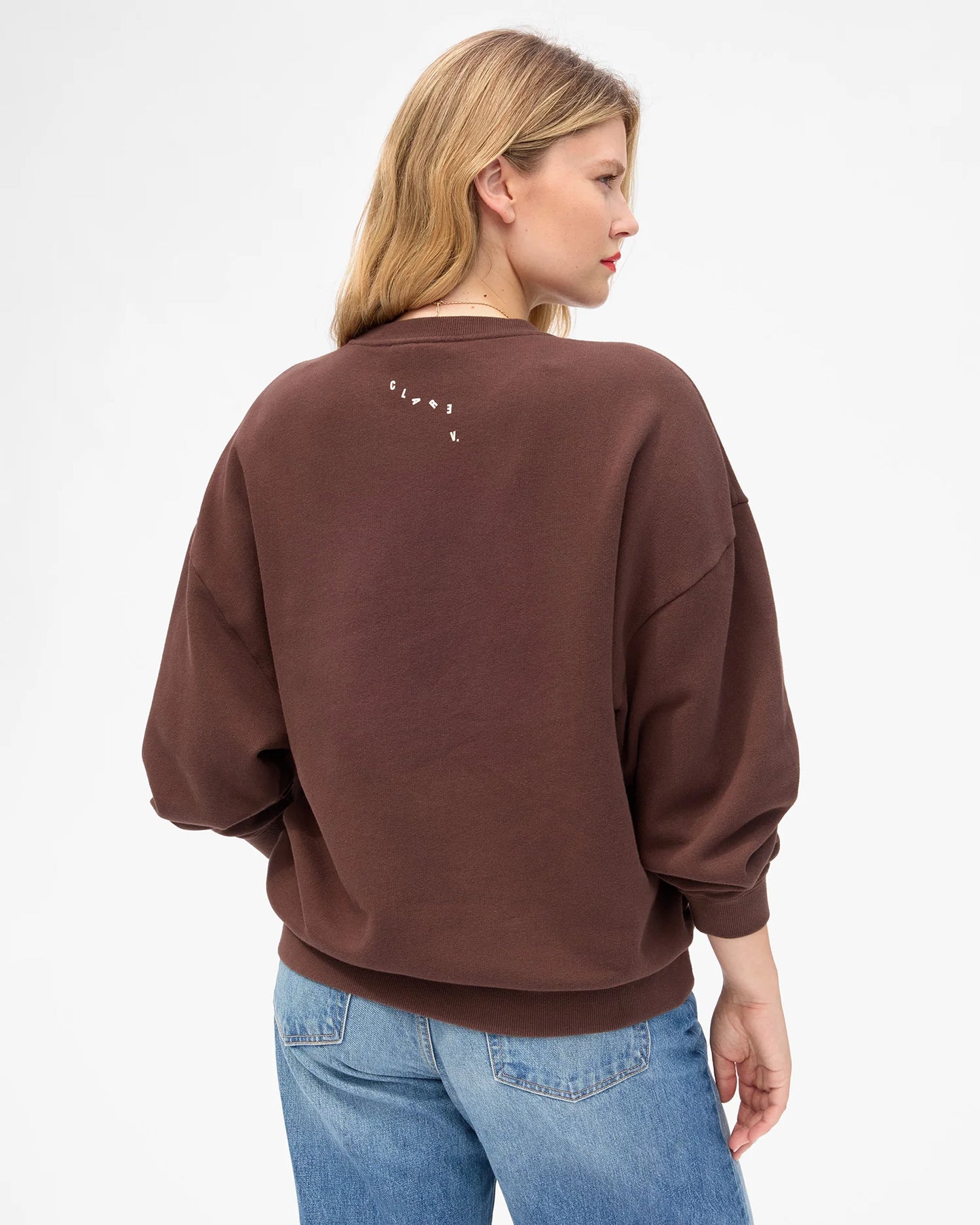 Clare V Oversize Sweatshirt, Block Ciao, Chocolate