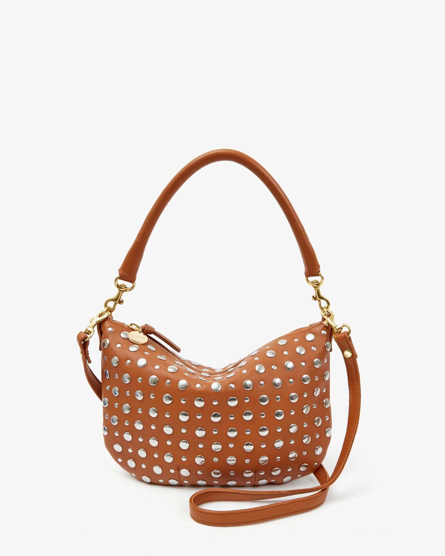Clare V Petit Moyen Messenger, Cuoio Nappa w/ Studs