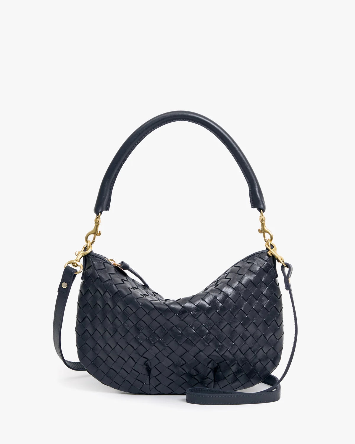 Clare V Petit Moyen Messenger, Medium Woven Diagonal, Twilight