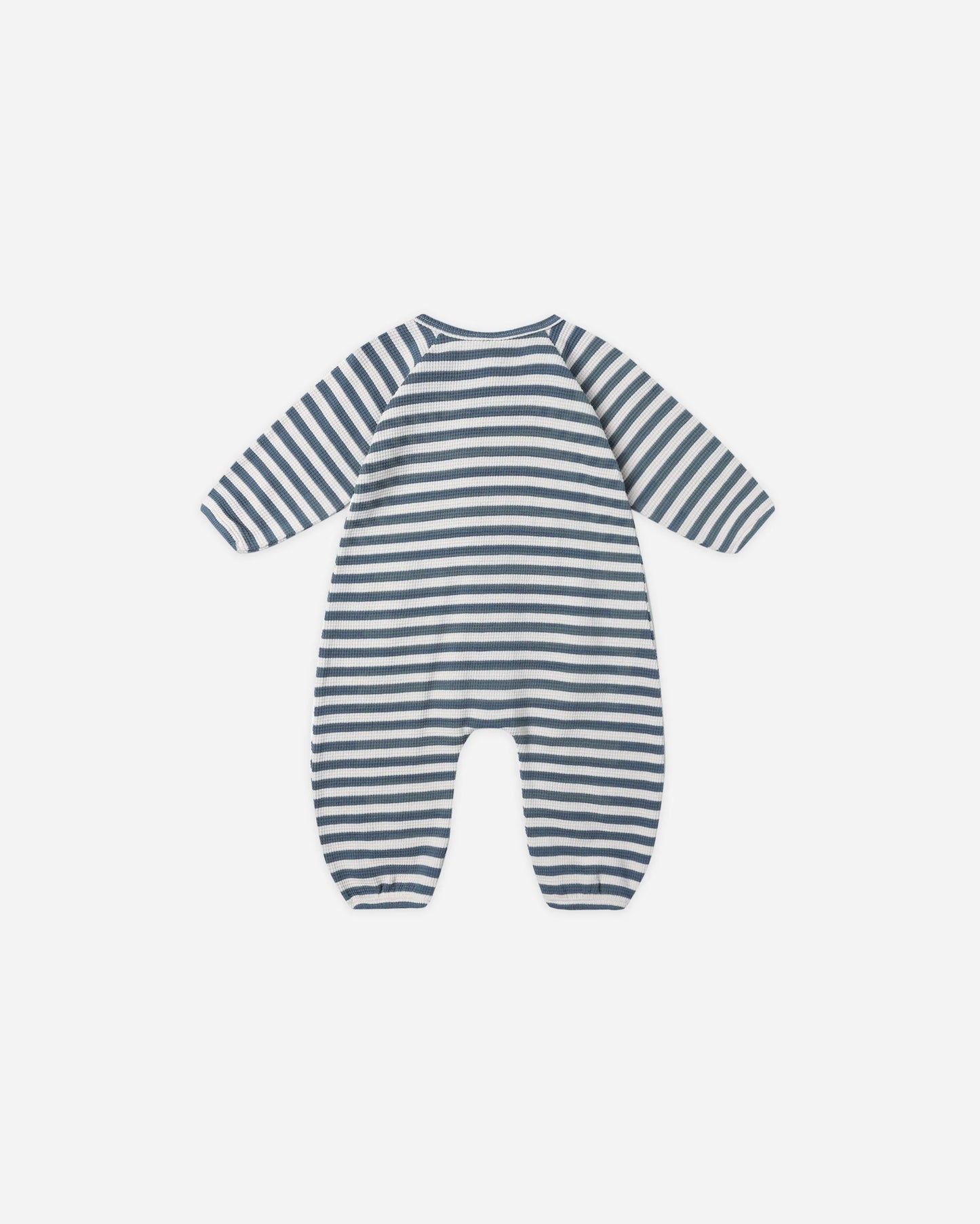 Quincy Mae Waffle Long Sleeve Jumpsuit, Ocean Stripe