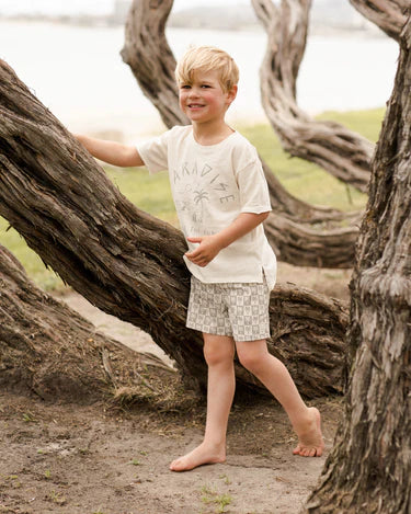 Rylee + Cru BoardShort - Palm Check
