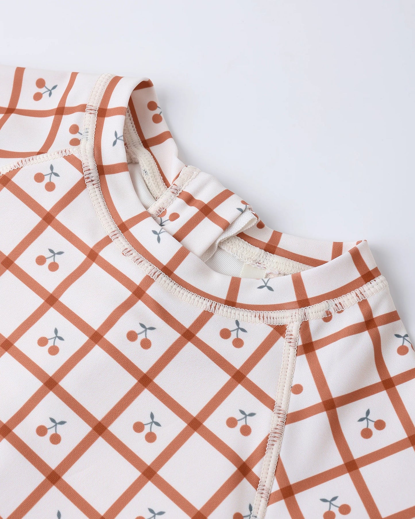 Rylee + Cru Delphine Rashguard One-Piece Cherry Check/Natural