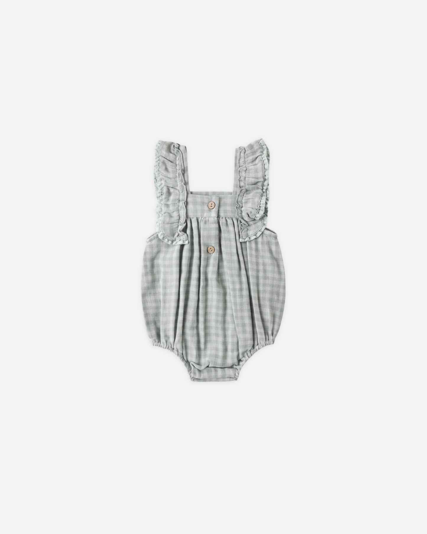 Rylee + Cru Maya Romper, Green Gingham