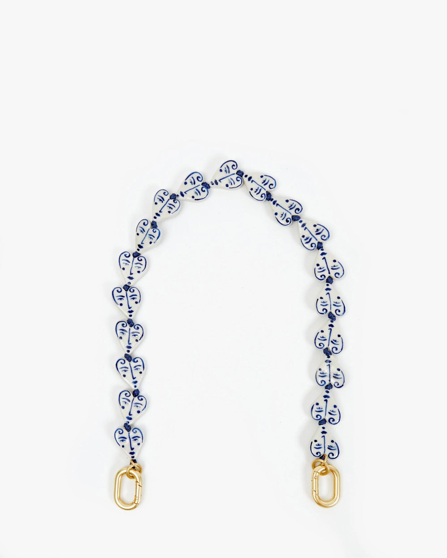 Clare V Shortie Strap Porcelain Heart, Blue/Cream