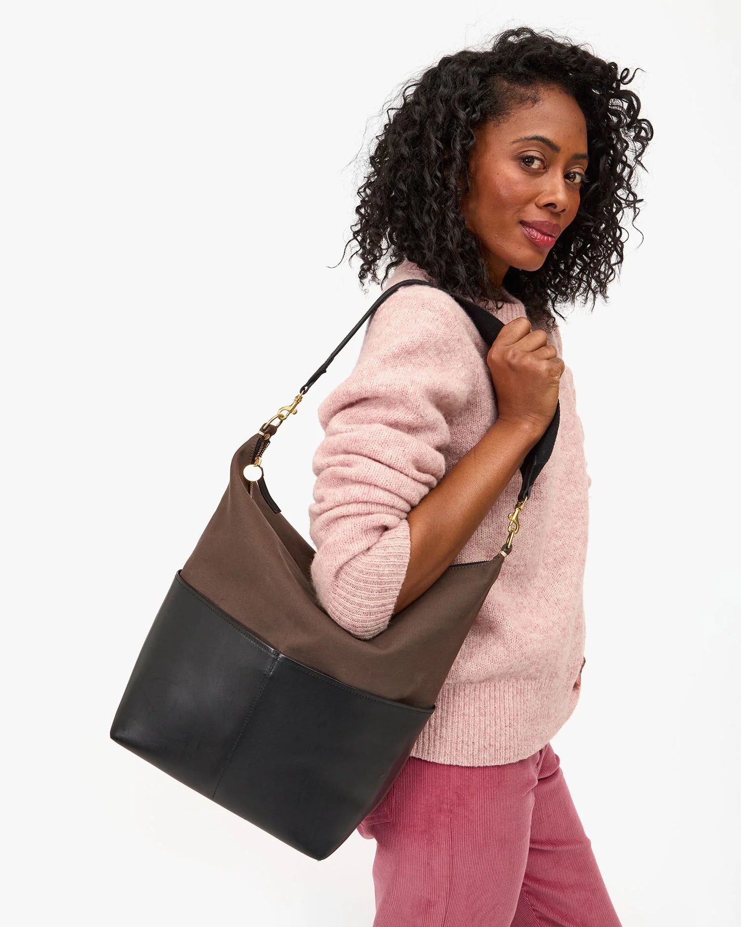 Clare V Sophie, Canvas W/ Vegan Leather, Kalamata/Black