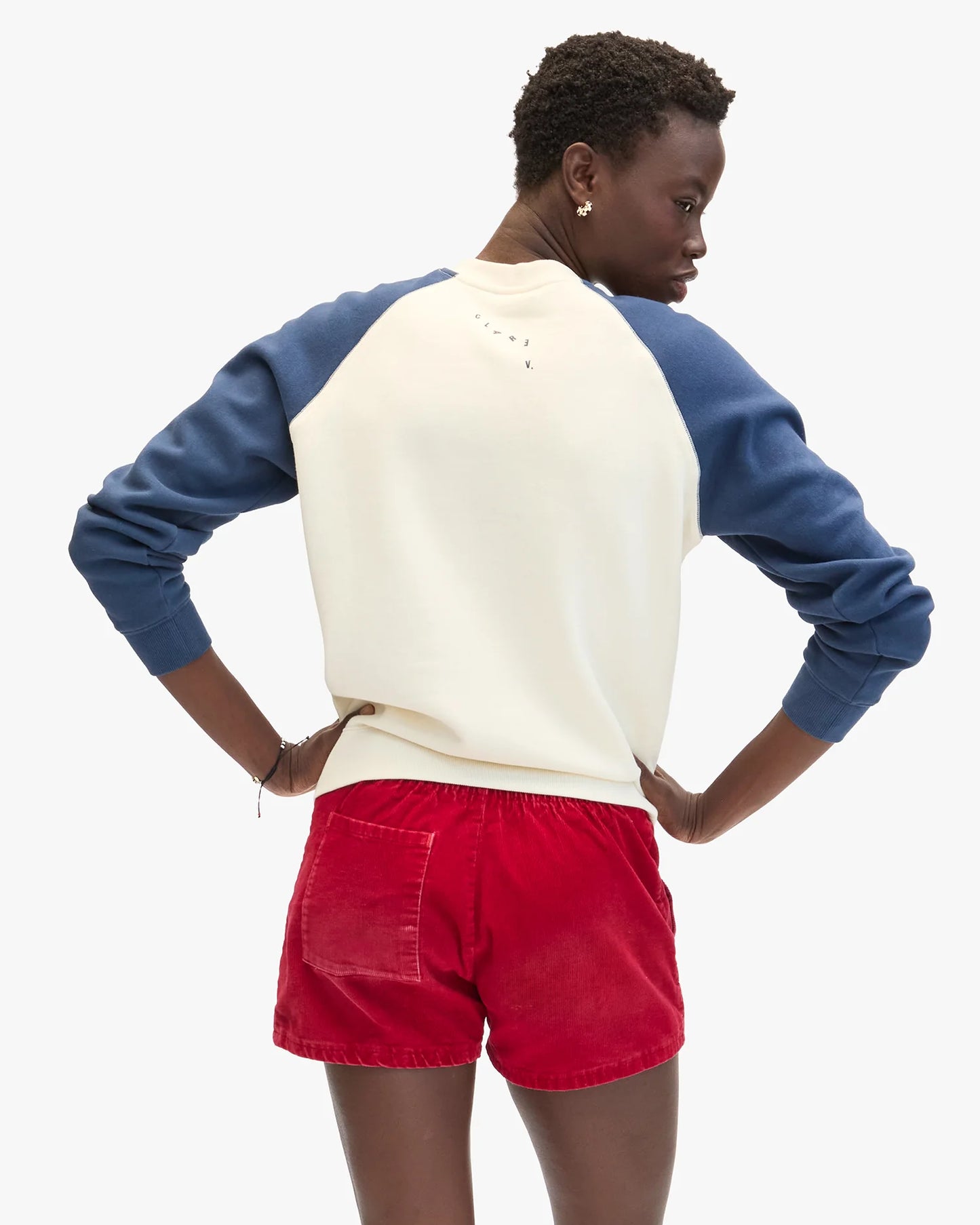 Clare V Embroidered Sardine Sweatshirt, Cream/Navy