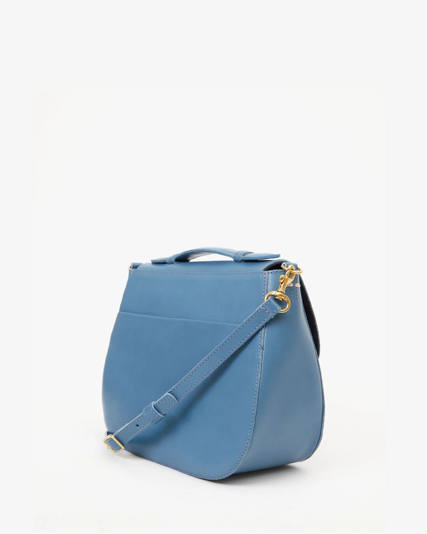 Clare V Turnlock Louis W/ Top Handle - Desert Blue Toscana Vegan