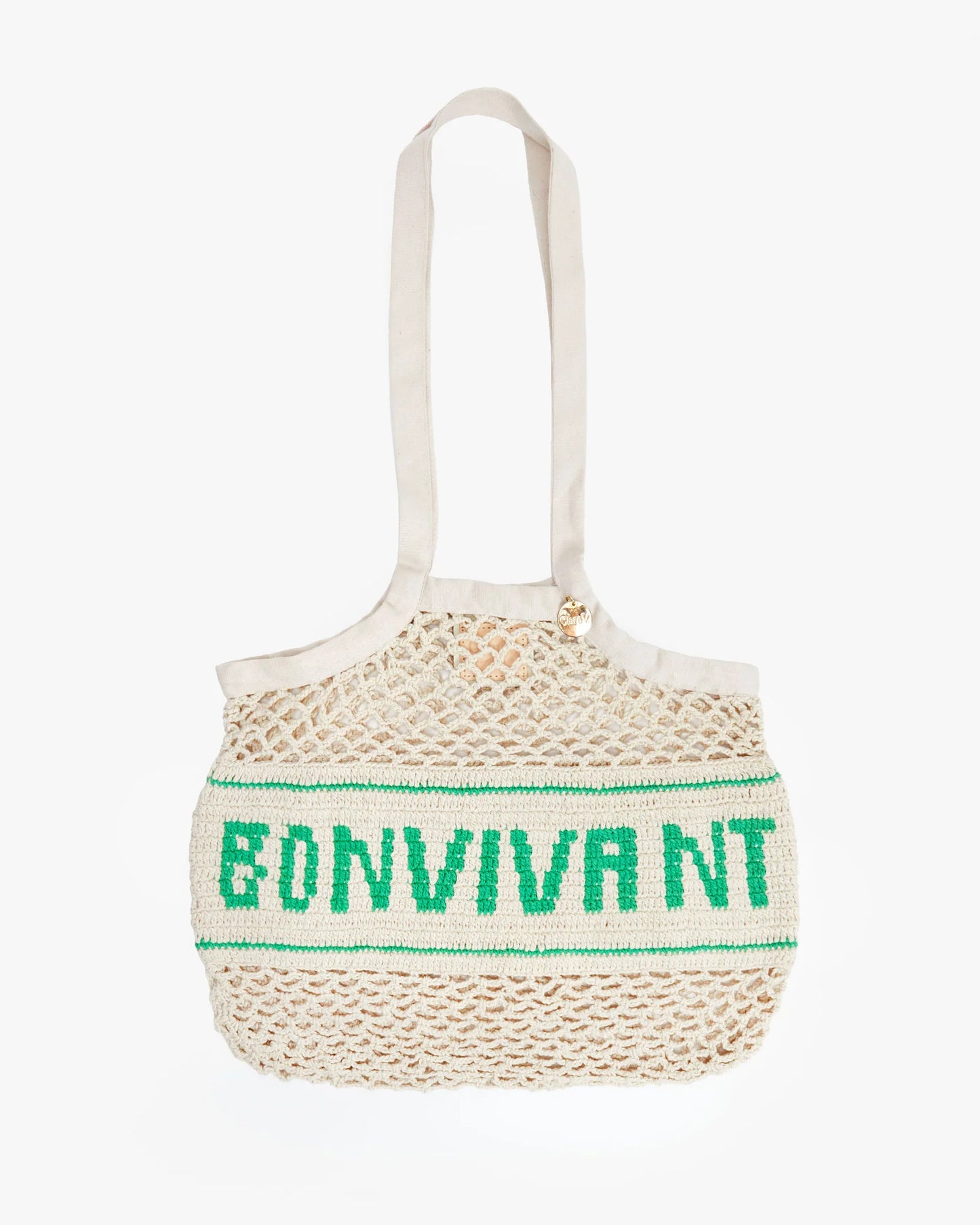 Clare V Woven Netty, Natural W/ Green Bon Vivant