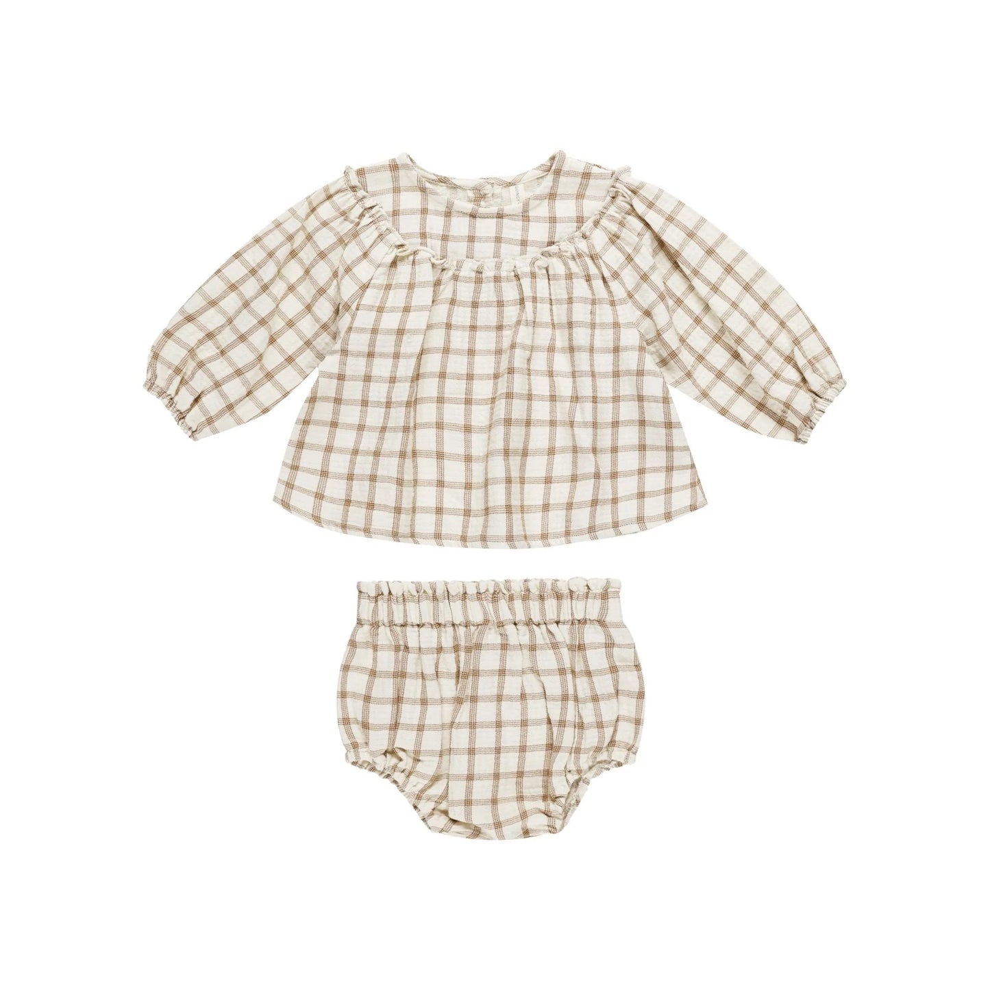 Quincy Mae Mia Top + Bloomer Set, Cinnamon