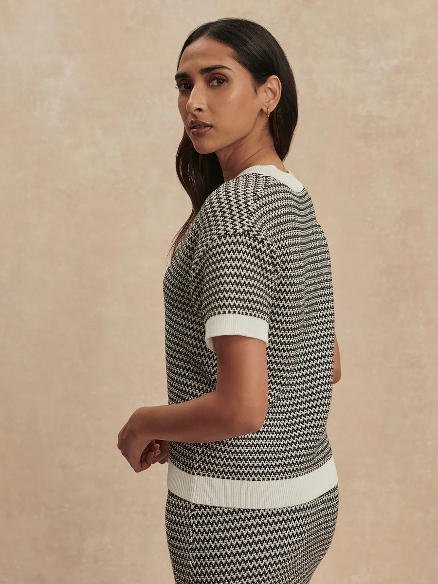 Varley Dora Knit Top 2.0, Snow White/Black