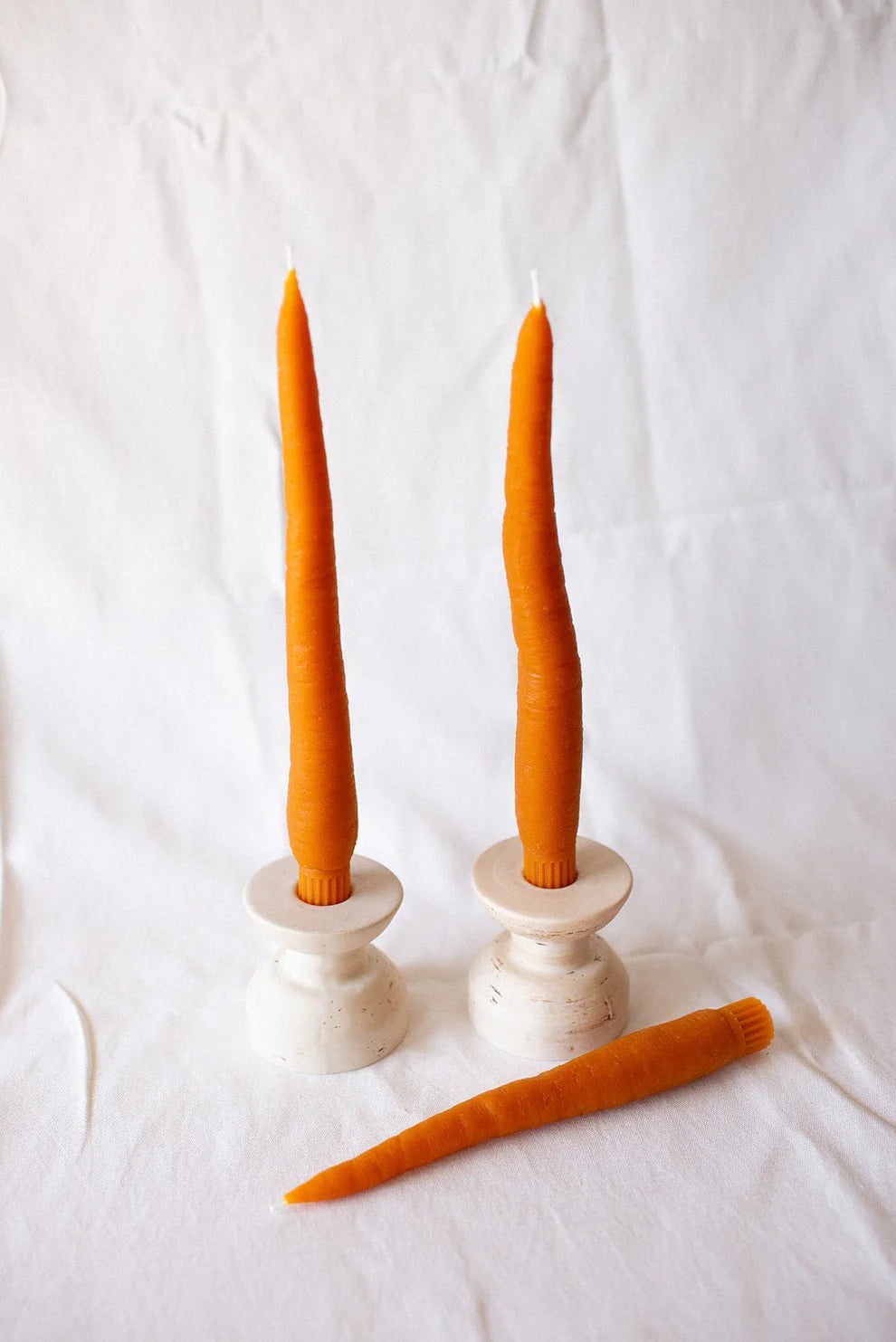 Happy Organics Beeswax Carrot Taper Candle Set of 2