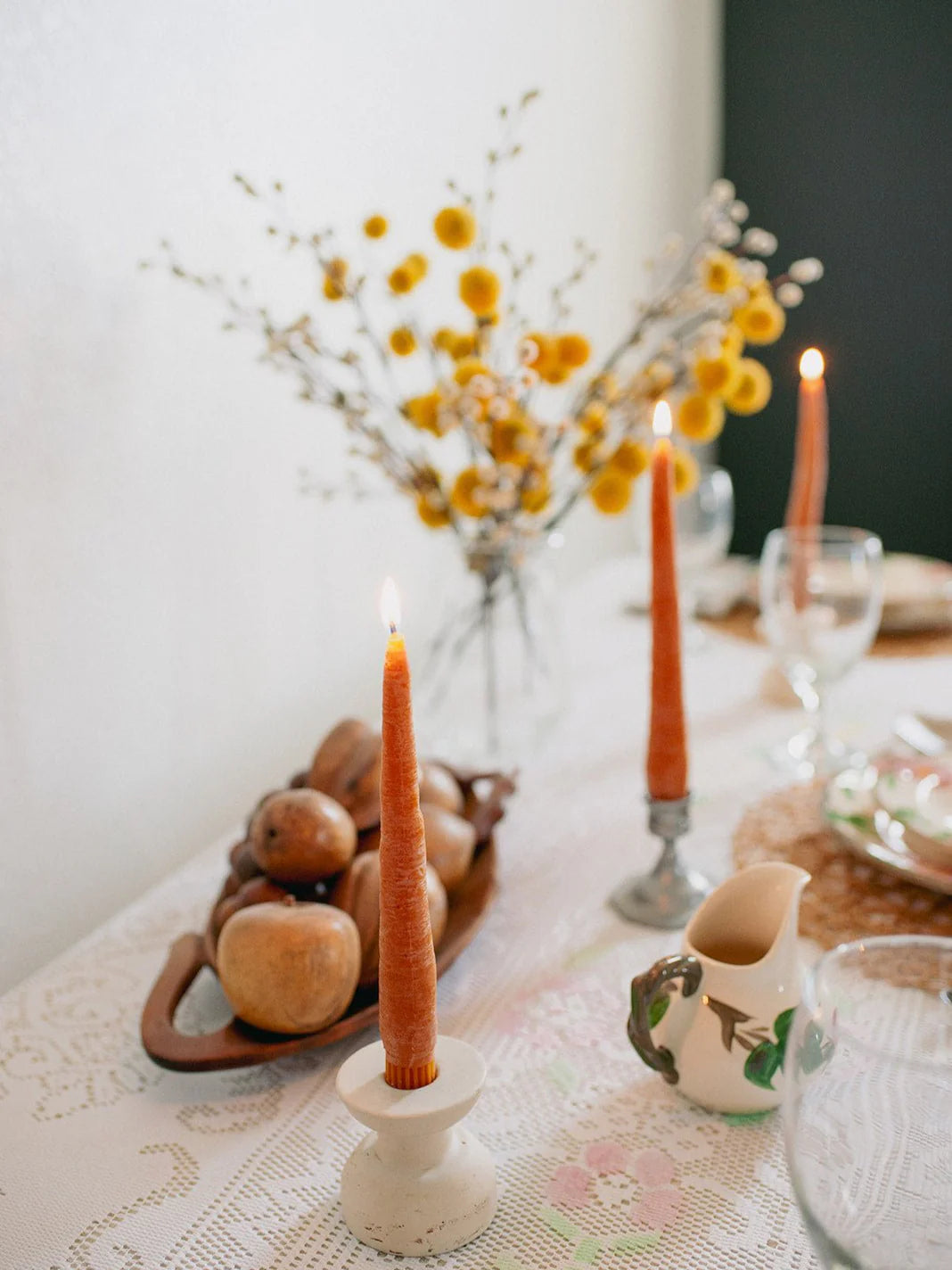 Happy Organics Beeswax Carrot Taper Candle Set of 2