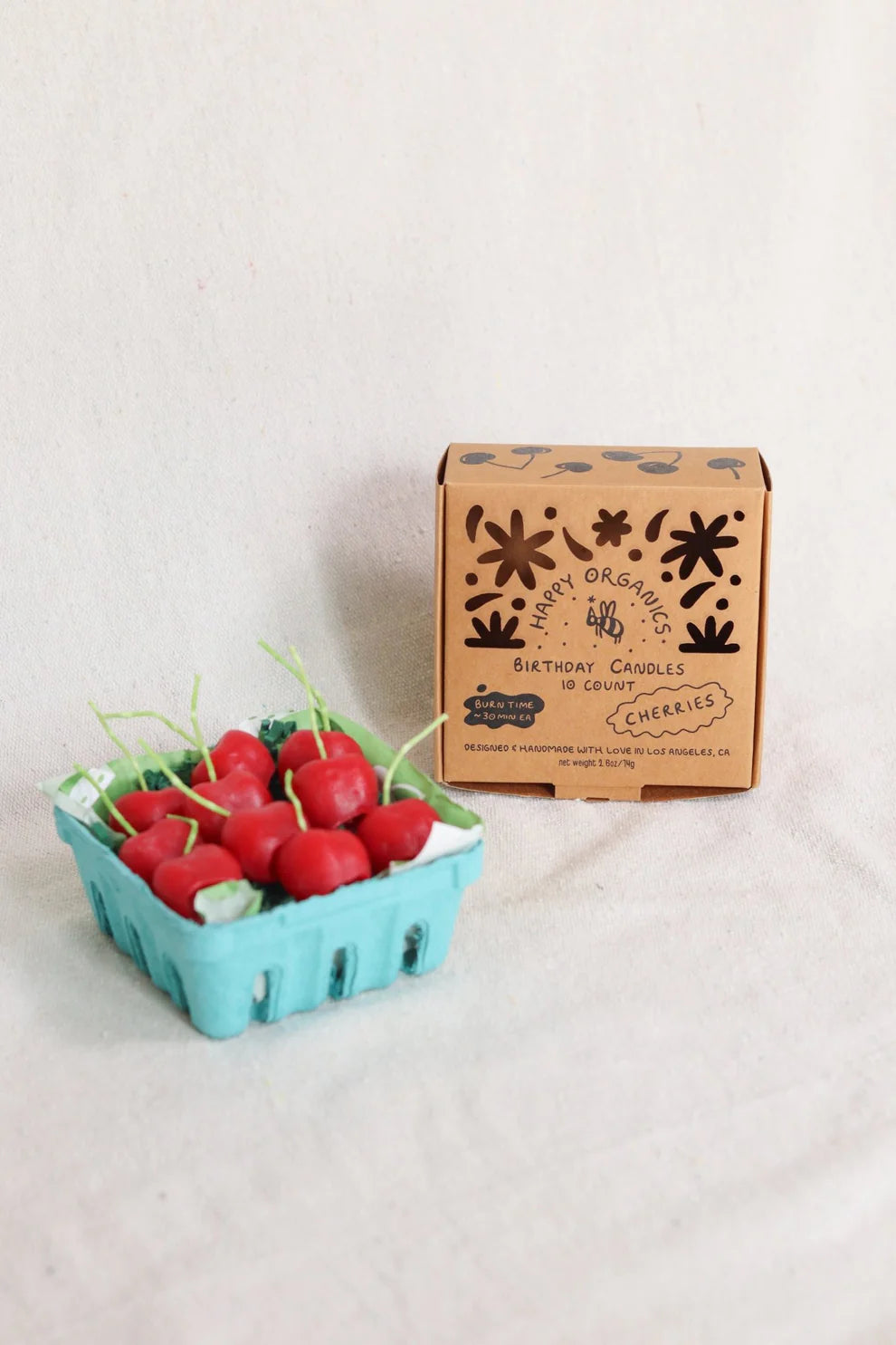Happy Organics Beeswax Cherry Birthday Candles - Multiple Options