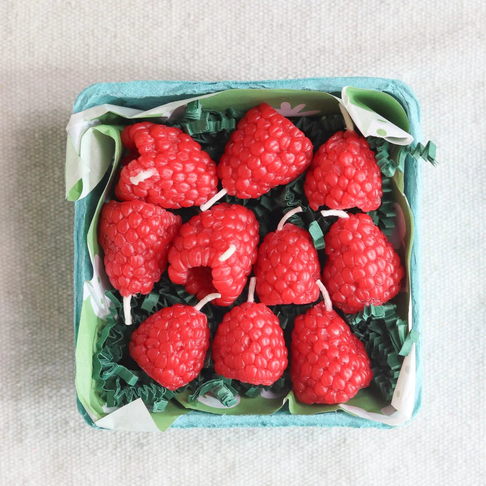 Happy Organics Beeswax Raspberry Birthday Candles Set of 10