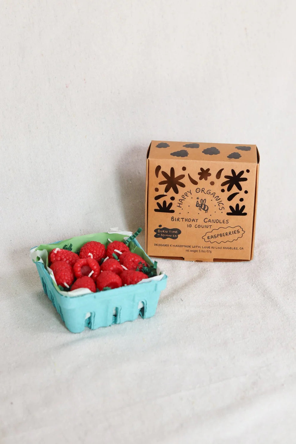 Happy Organics Beeswax Raspberry Birthday Candles Set of 10