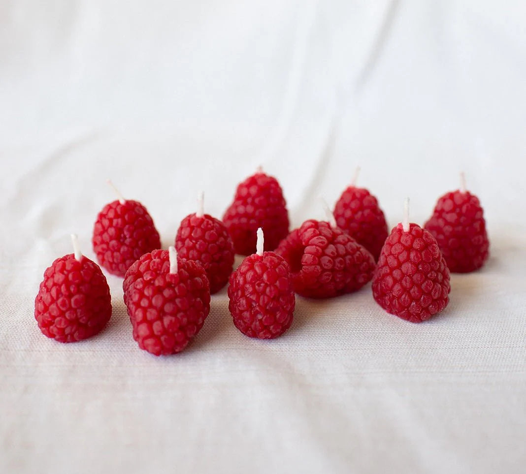 Happy Organics Beeswax Raspberry Birthday Candles Set of 10