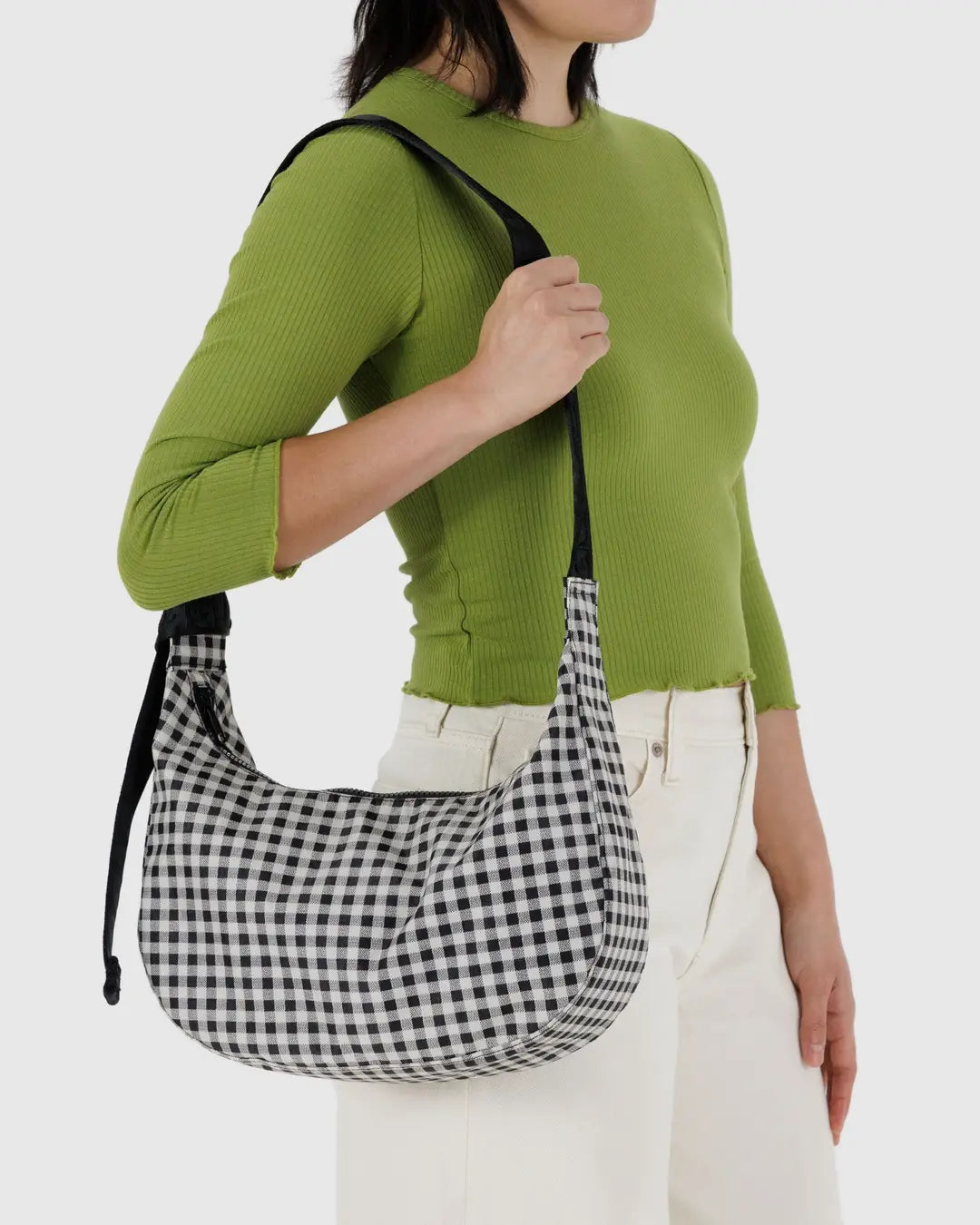 BAGGU ショルダーバッグ Large Nylon Crescent Bag WhiteGingham Baggu Medium Nylon Crescent Bag - Multiple Options – The