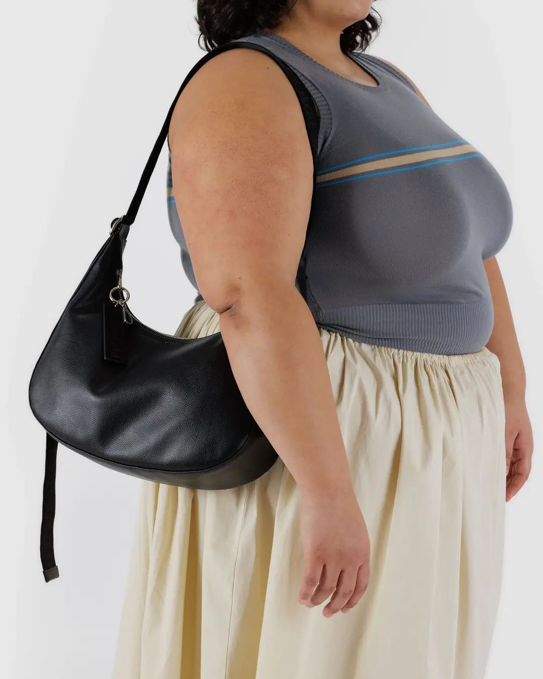 baggu leather backpack black black Baggu Medium Recycled Leather Crescent Bag