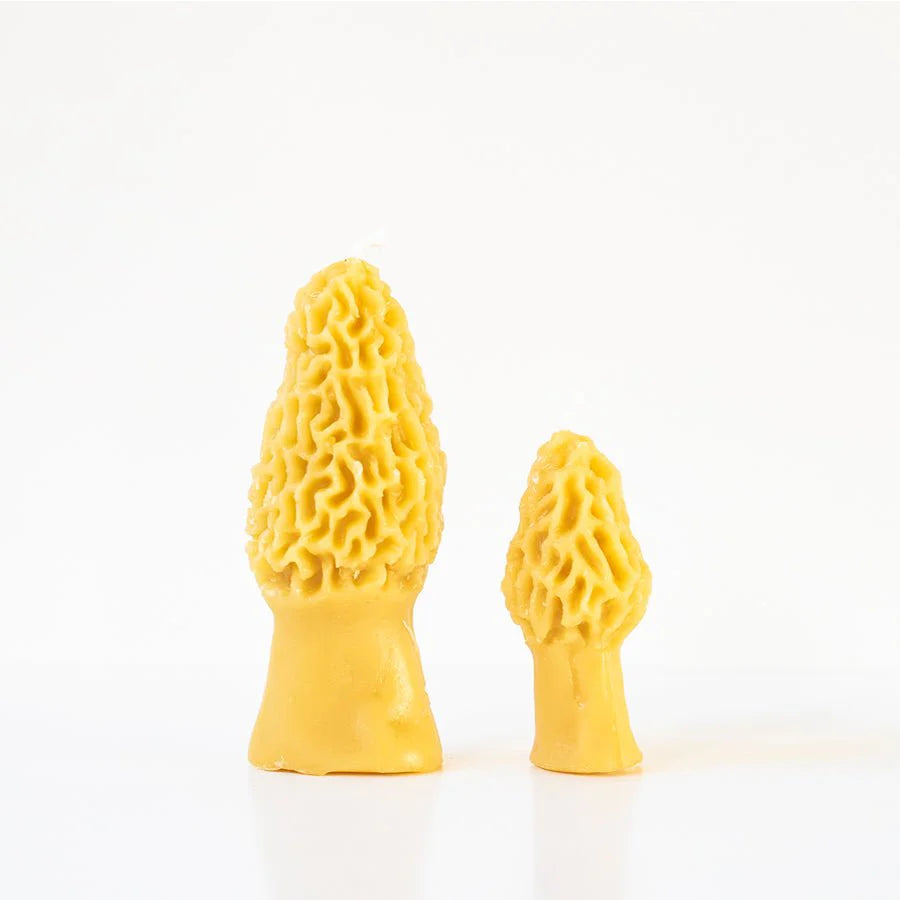 Happy Organics Beeswax Morel Mushroom Candles Set of 2 - Multiple Options