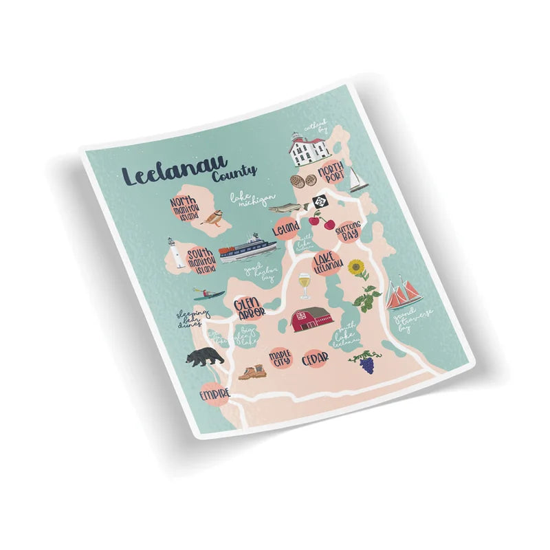 VimAnnVigor Vinyl Leelanau County Map Sticker