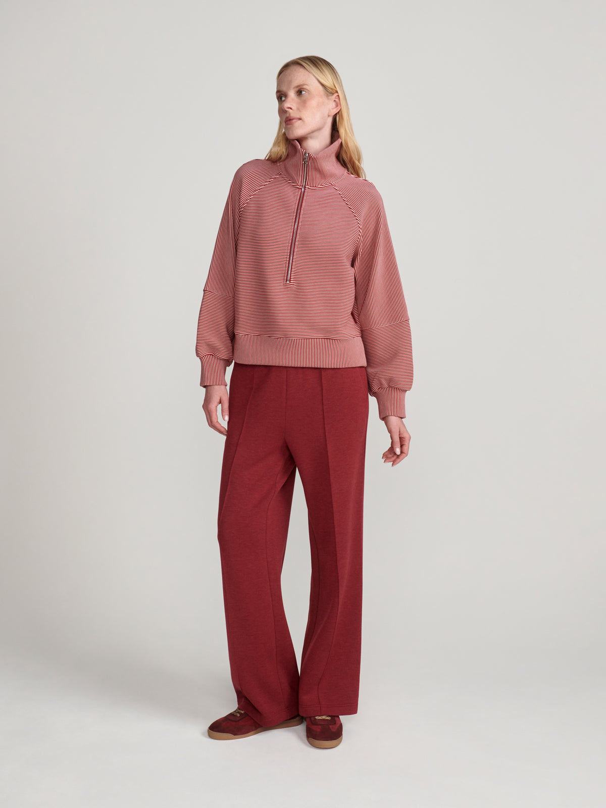 Varley Milano Half Zip Sweat 2.0, Winery/Almond Peach