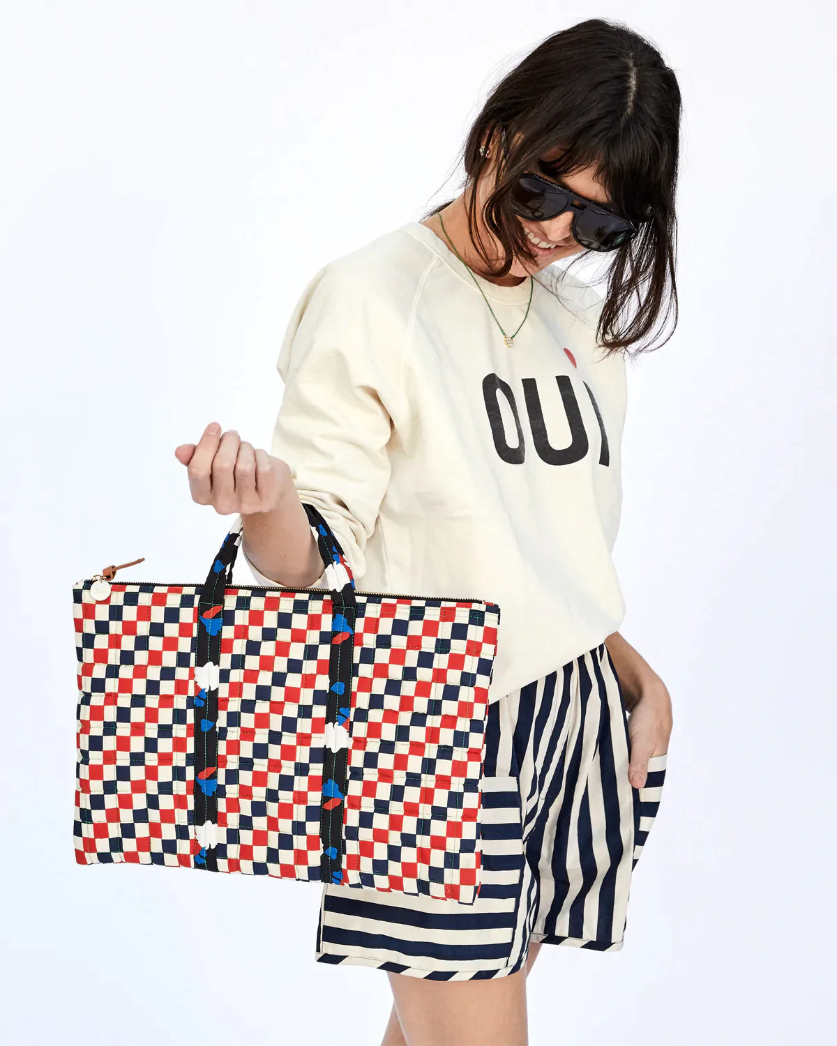 Clare v checkered discount bag