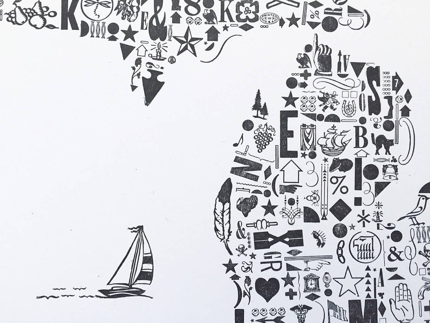 Runaway Press 12x12 Letterpress Print, Michigan