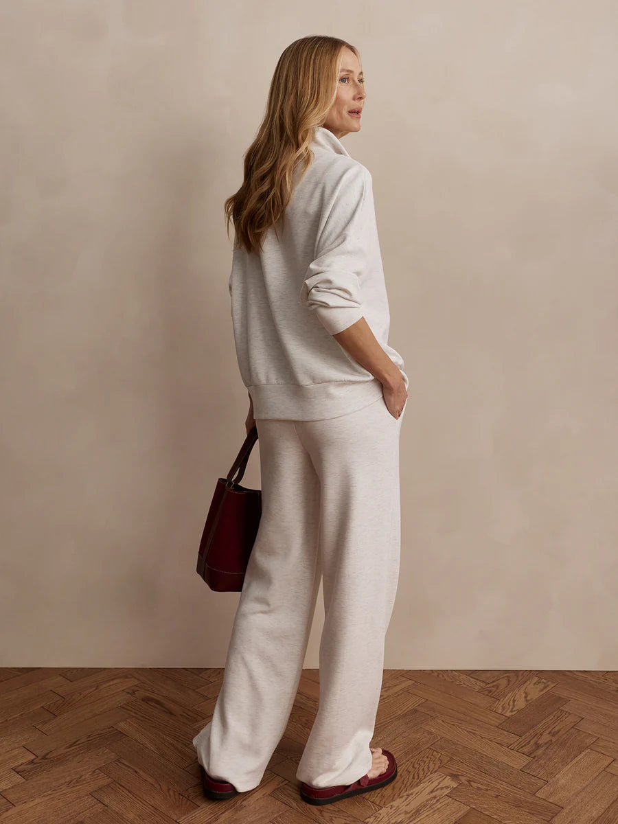 Varley Hawley Half Zip Sweat, Ivory Marl