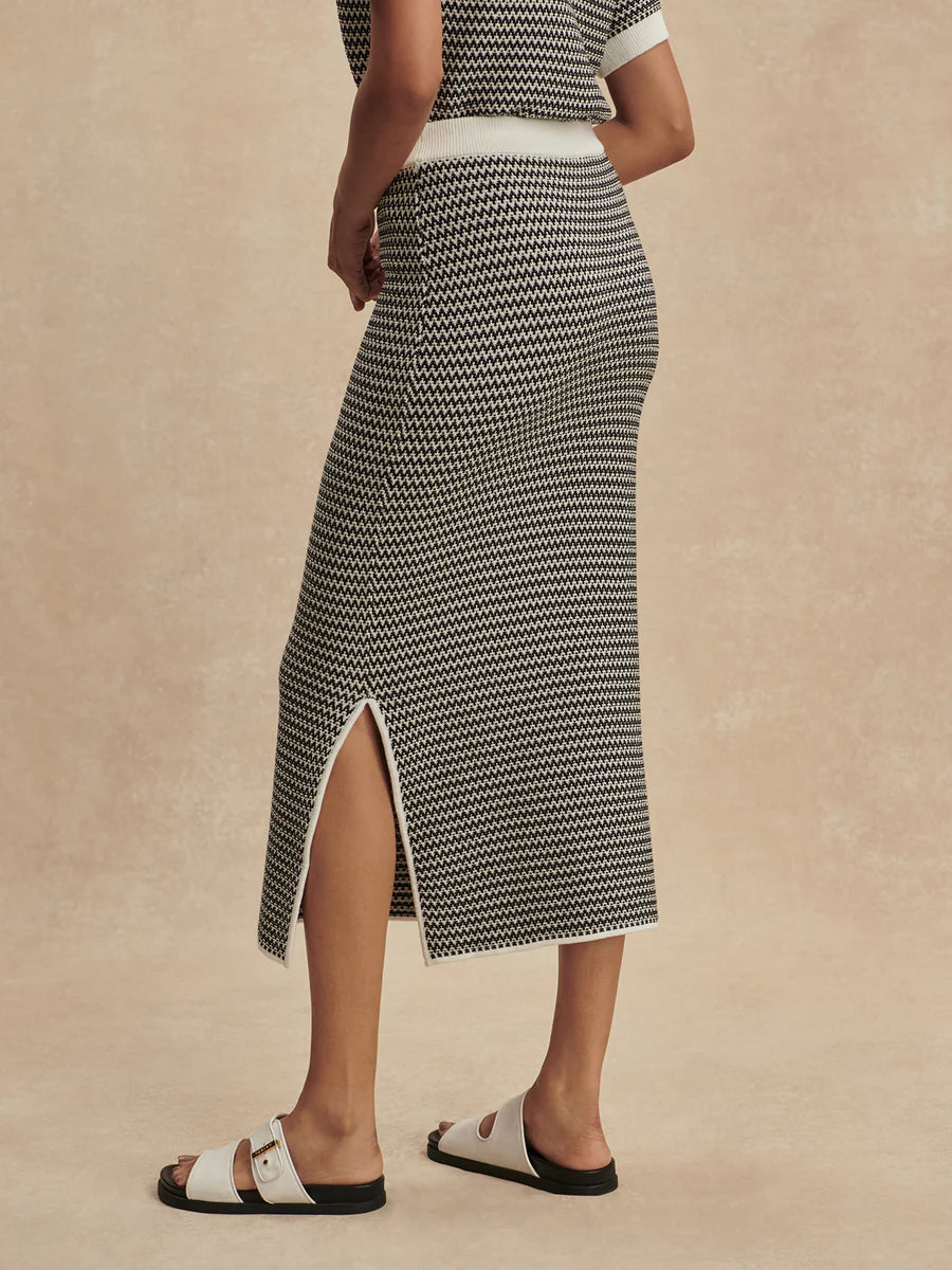 Varley Sinclair Knit Skirt, Snow White/Black