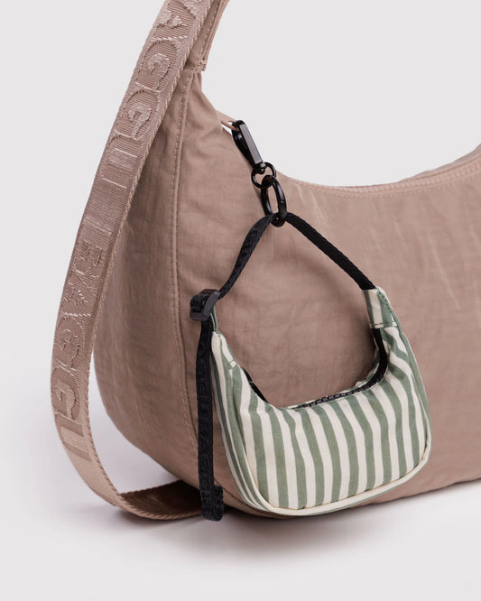 Baggu Crescent Bag Charm, Sage Stripe