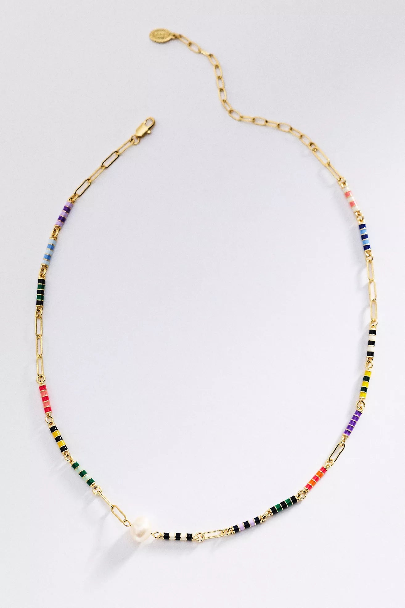 Clare V Le Stripe Pearl Necklace, Multi Color