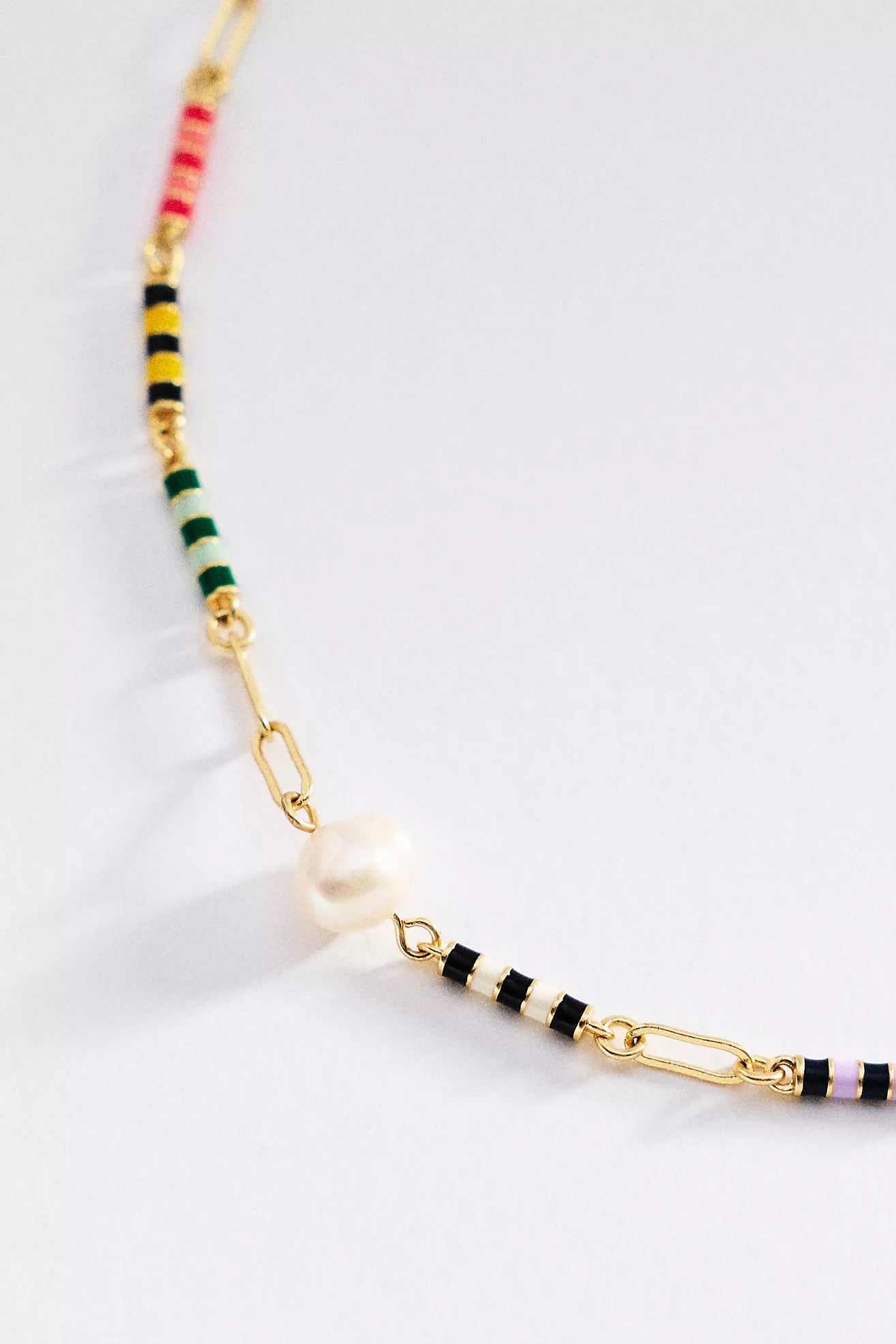 Clare V Le Stripe Pearl Necklace, Multi Color