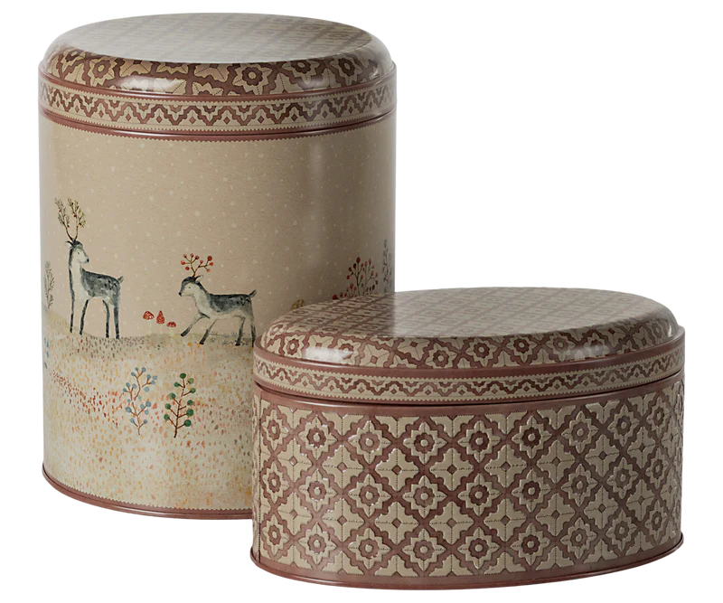 Maileg Metal Box, Winter Wonderland 2pc set