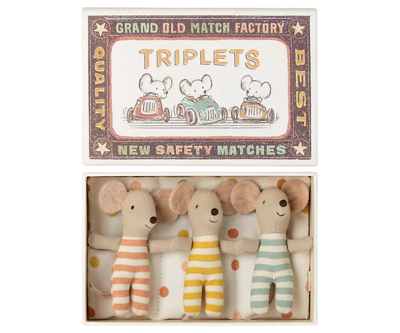 Maileg Triplets, Baby Mice in a Matchbox