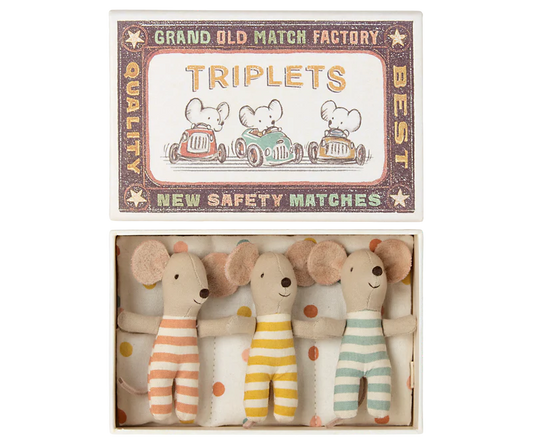 Maileg Triplets, Baby Mice in a Matchbox