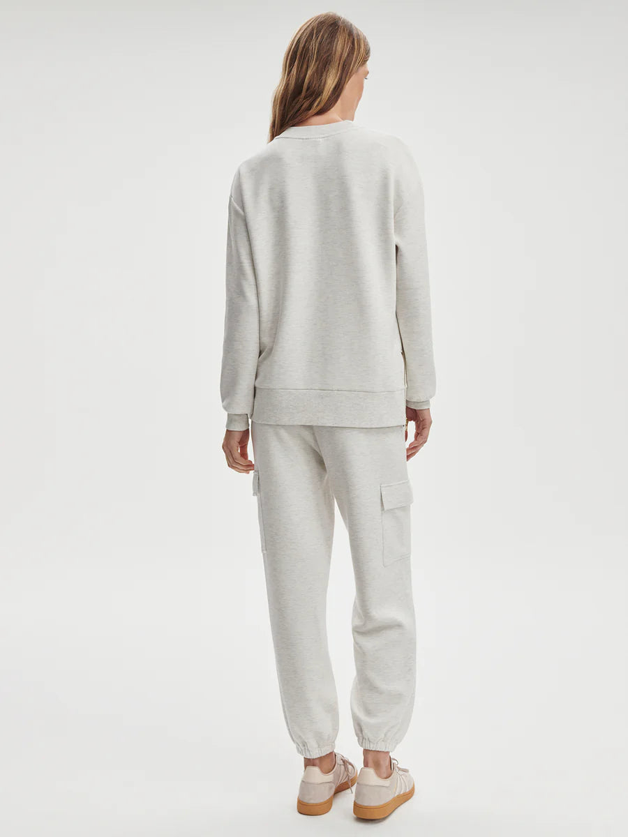 Varley Gabriella Sweat Top, Ivory Marl